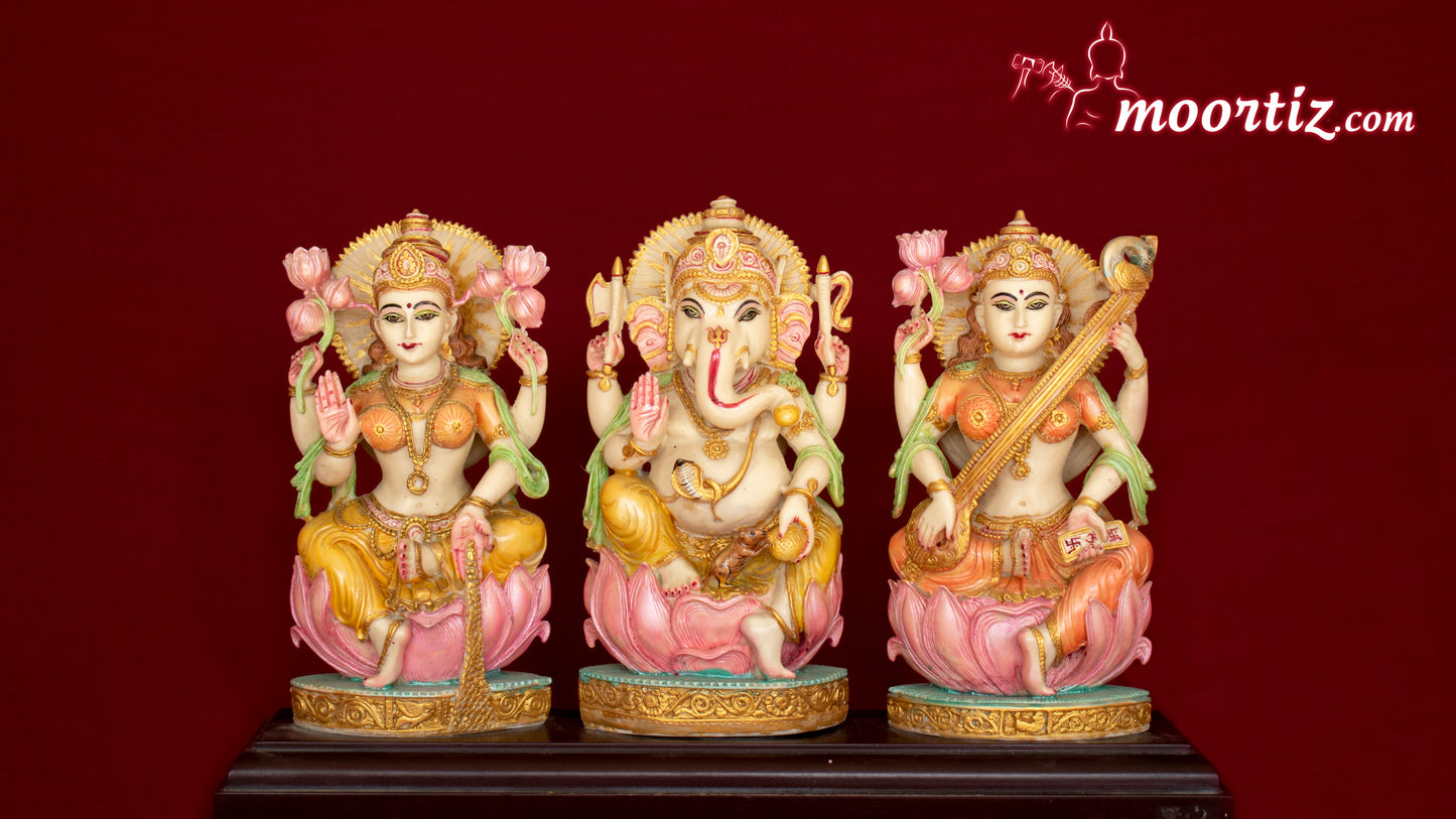 Ganesh Laxmi Saraswati set Artificial Marble