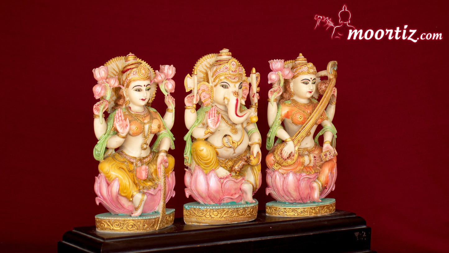 Ganesh Laxmi Saraswati set Artificial Marble