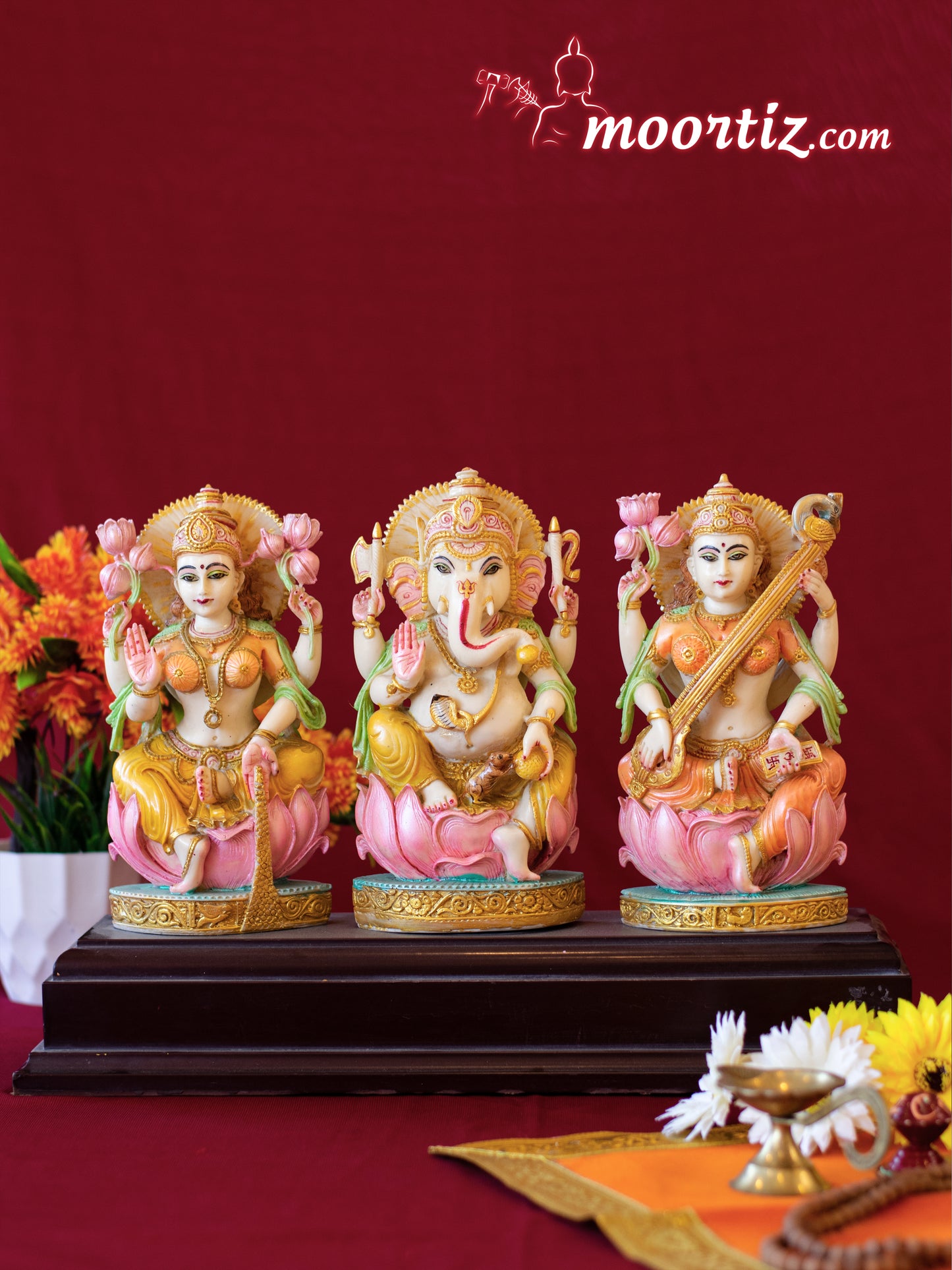 Ganesh Laxmi Saraswati set Artificial Marble