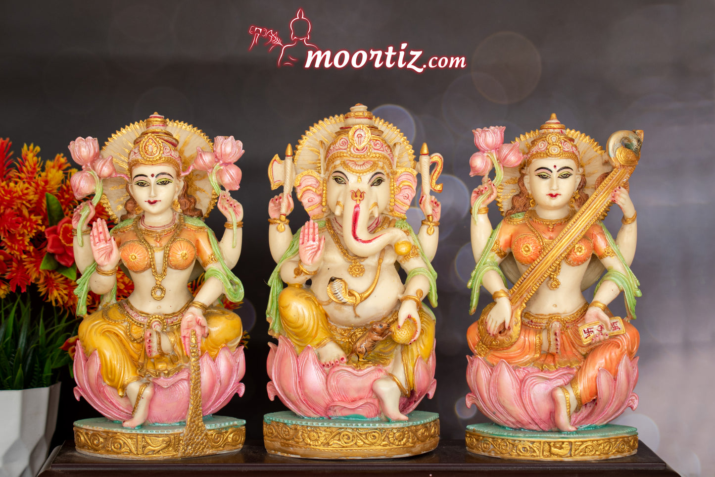 Ganesh Laxmi Saraswati set Artificial Marble