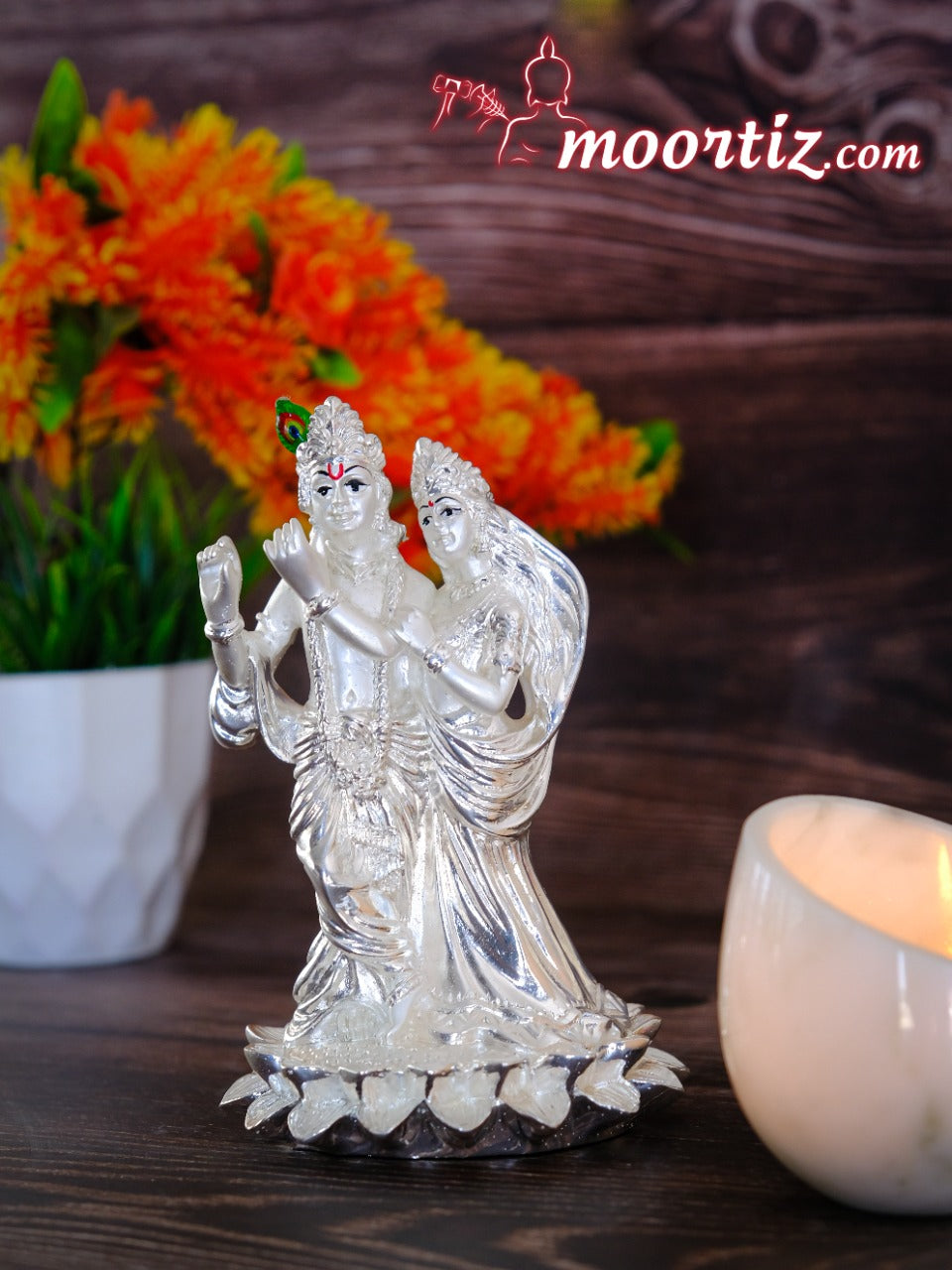 Silver Coated Radha Krishna