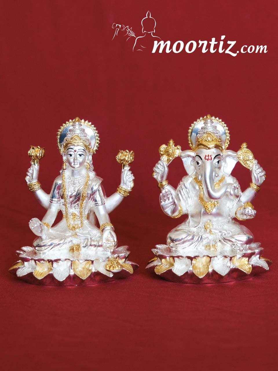 Silver & Gold coated Ganesh Laxmi