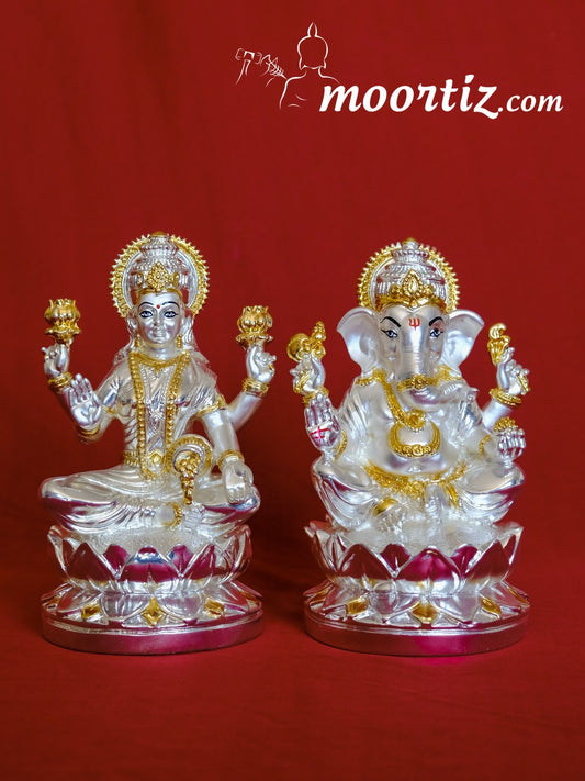 Silver & Gold Coated Ganesh Laxmi